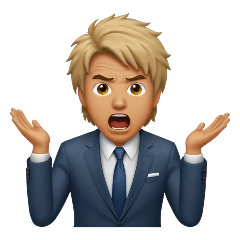 screaming man, with hair, in a suit sticker