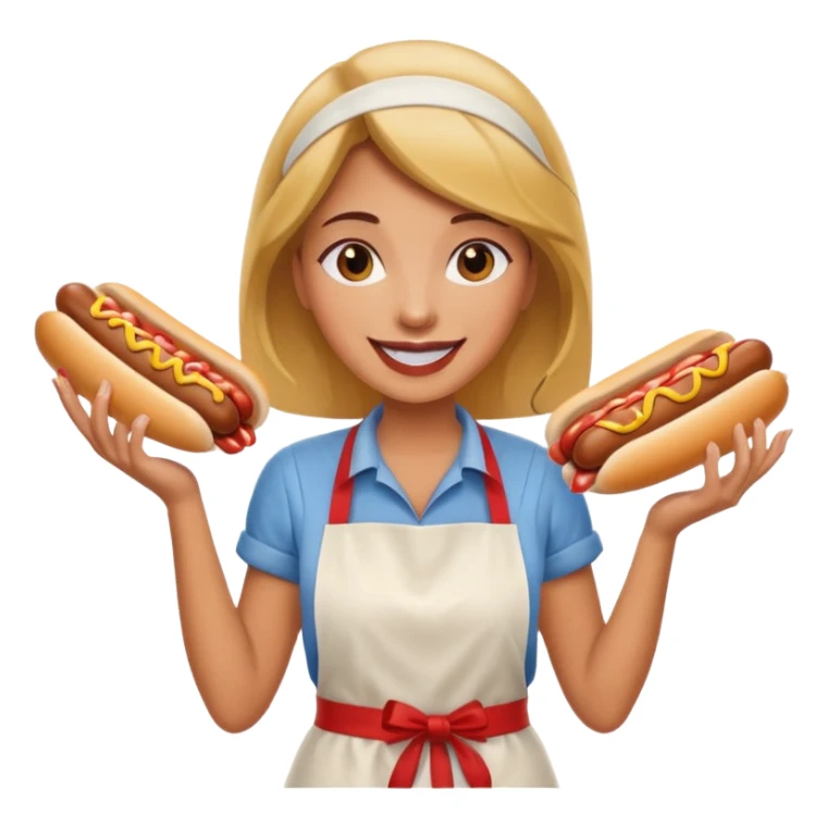 A cheerful woman selling hotdogs sticker