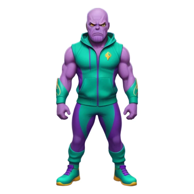 Thanos wearing a Squid Game green tracksuit sticker