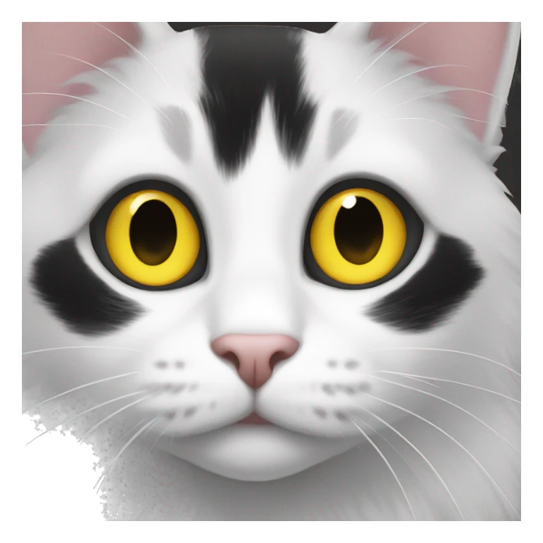 black and white cat with yellow eyes sticker