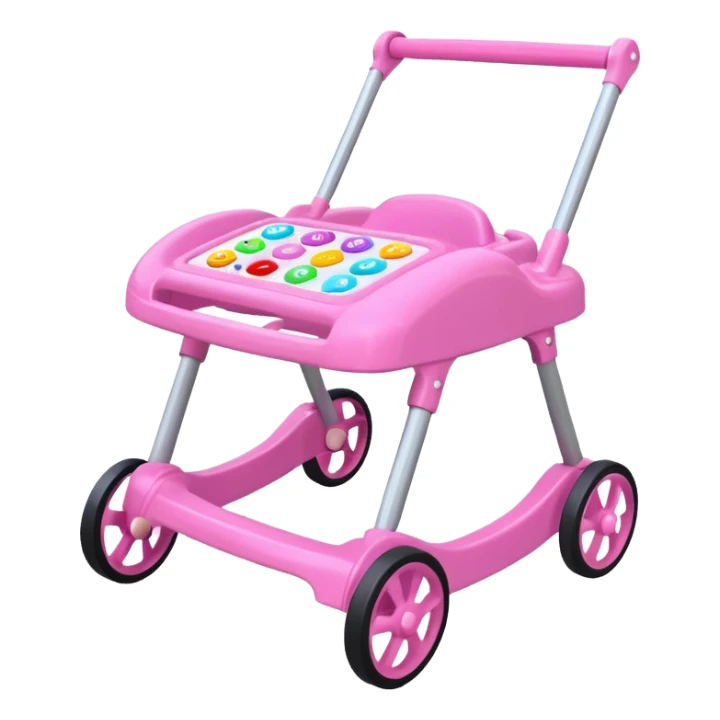 pink baby walker with toys on it sticker