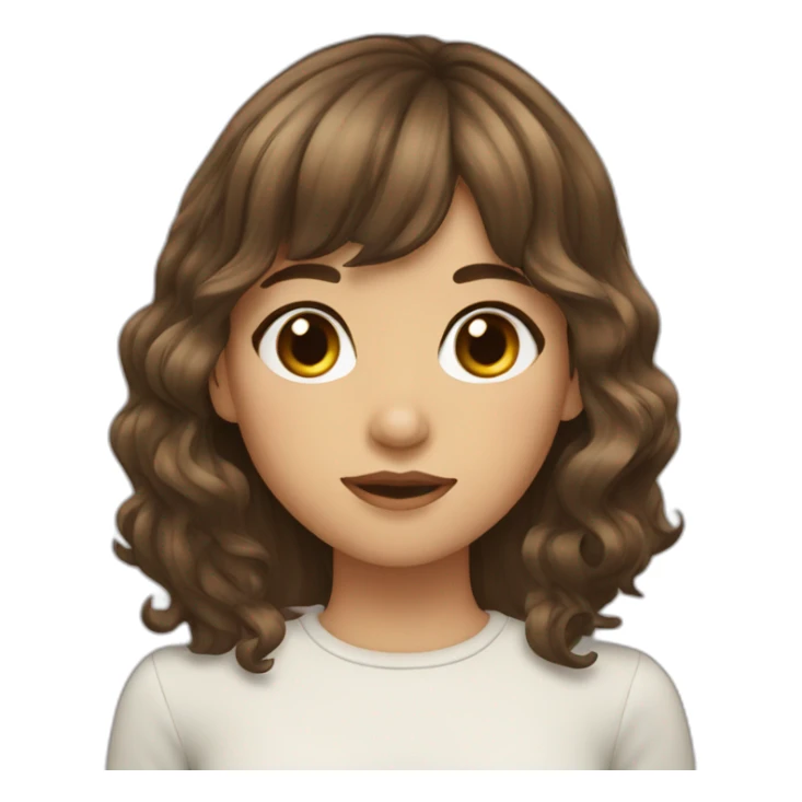 girl with longer wavy brown hair with bangs sticker