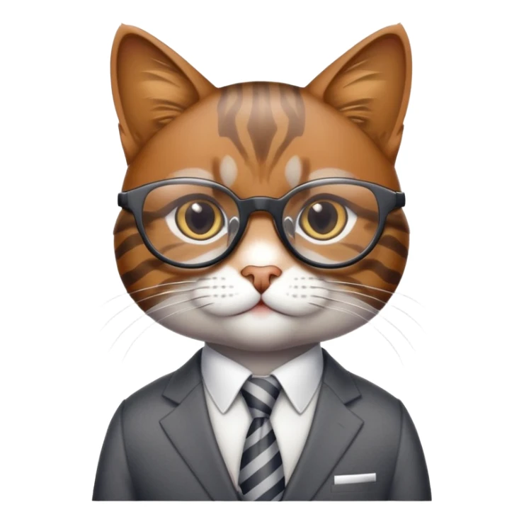 professional cat with glasses and a suit, looking like a corporate boss sticker