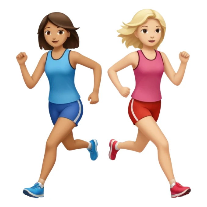 I want 2 women holding hands running in same direction, one is brunette, one is blonde sticker