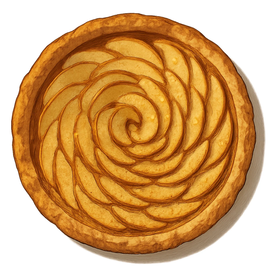 apple tart seen from above, realistic ghibli style sticker