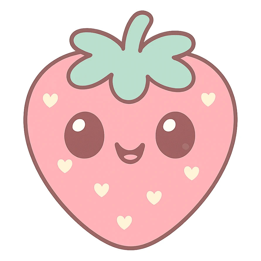 a strawberry with seeds, kawaii style sticker