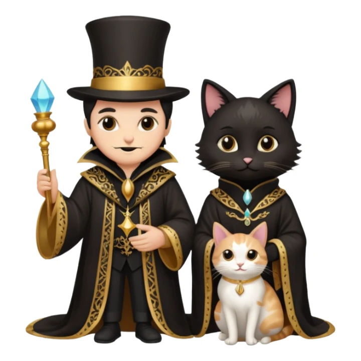 magician couple and their pet cat sticker