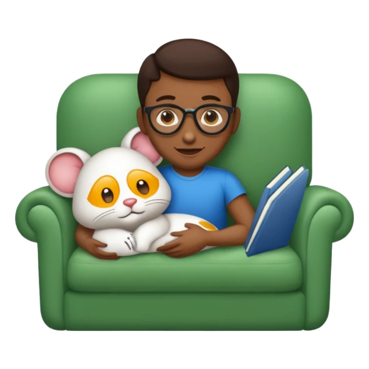 UM RATO BRANCO SENTADO EM UM SOFA, O RATO ESTA DE OCULOS ESCURO E BENGALA sticker