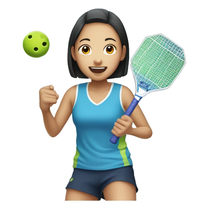 Asian girl is playing pickleball sticker