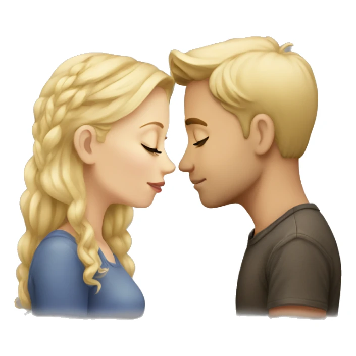 Cute fair-skin blonde white couple kissing sticker