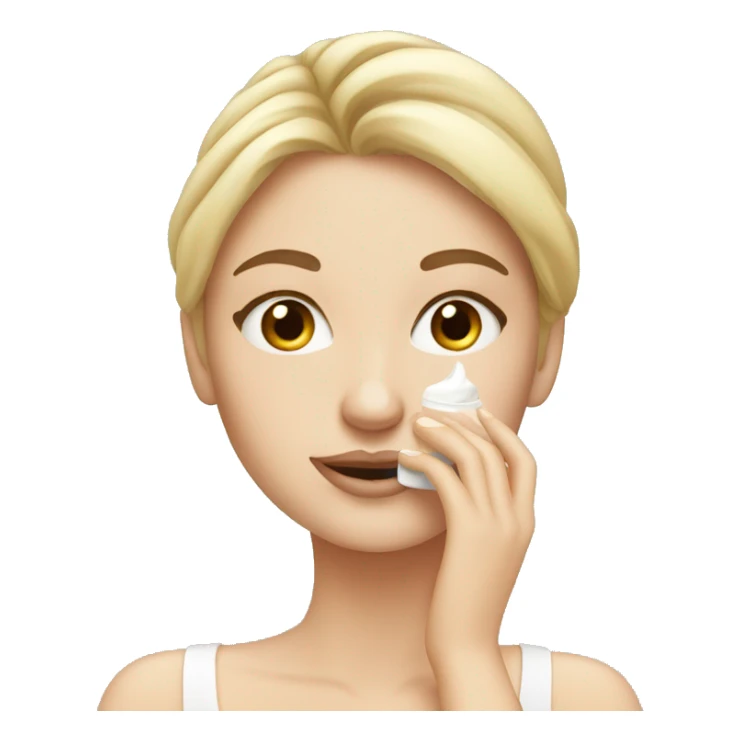 white girl applying cream on face sticker