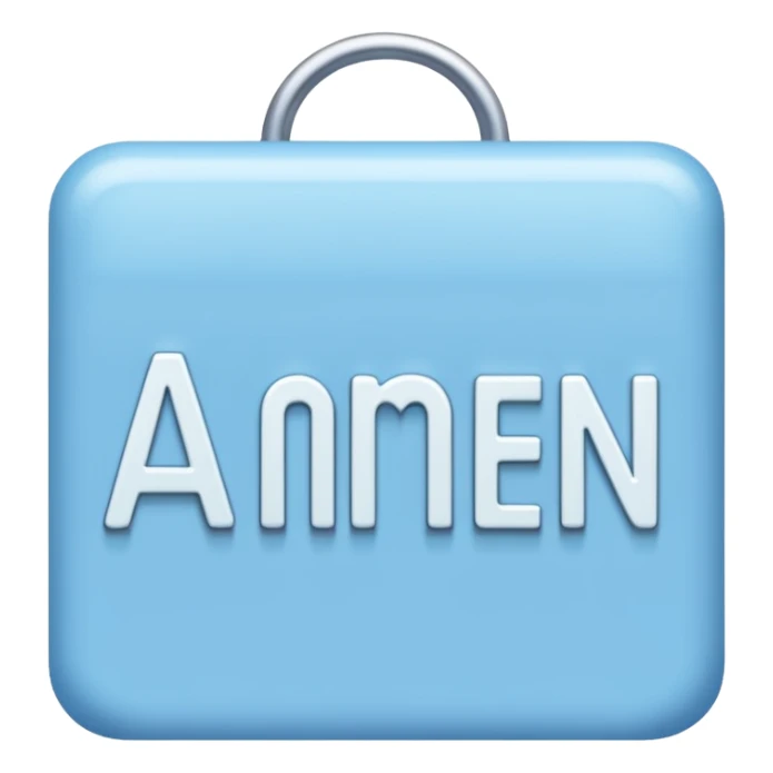 light blue word "amen" simple font in rectangle sticker