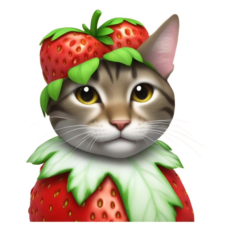 Cat wearing strawberry costume sticker