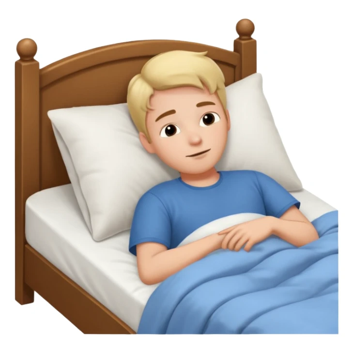 a young man lying in bed, dreaming of different jobs sticker