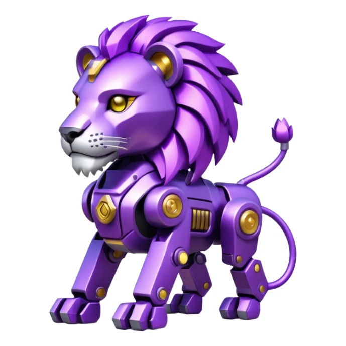 glitter mech lion purple cyberpunk sticker