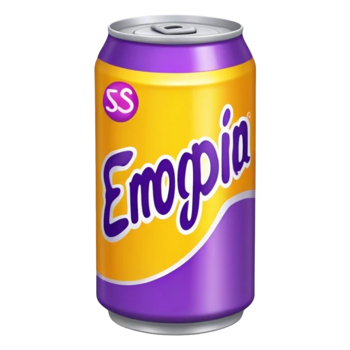 yellow soda can with purple name sticker