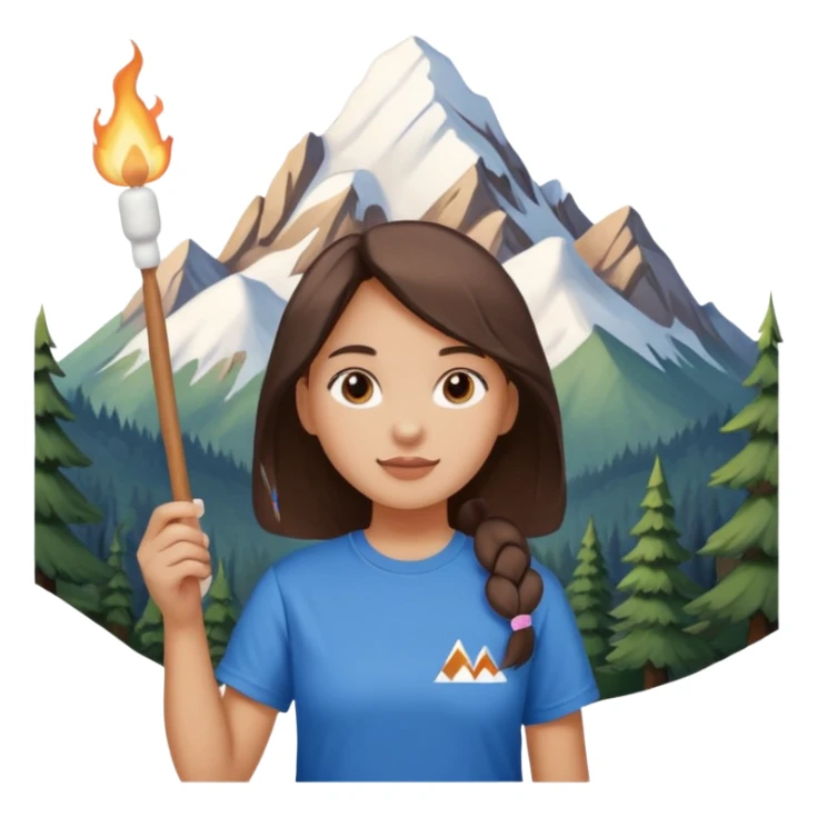 Girl + marshmallow stick, Mountain Campers. sticker