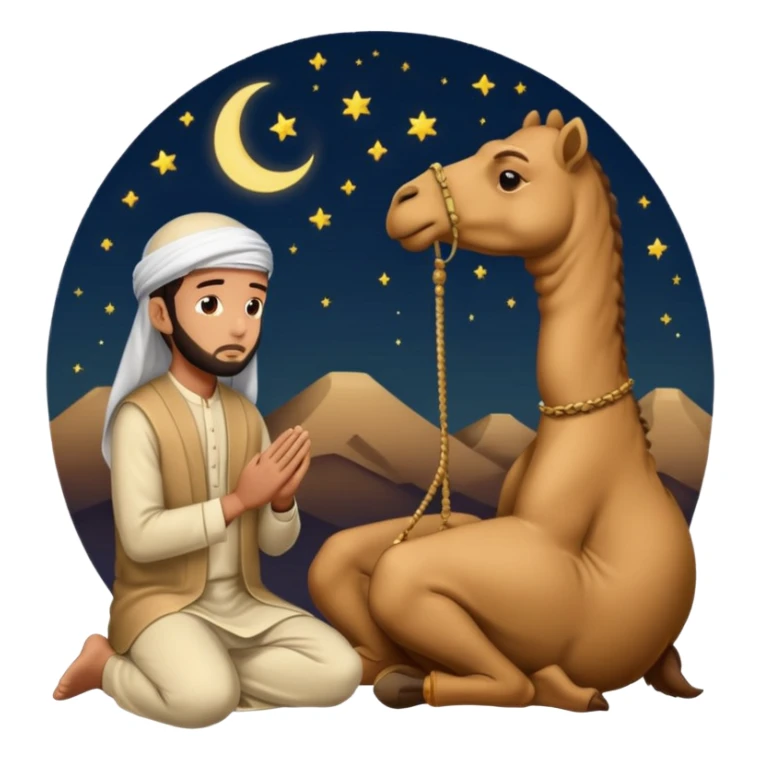 Muslims pray with our side camel and night  sticker
