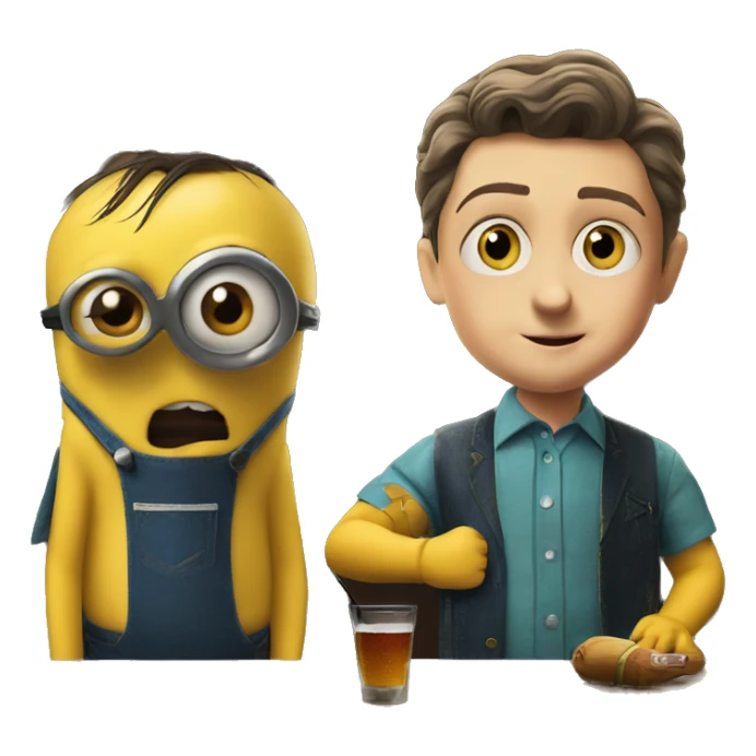 Young Sheldon and Minion at the bar sticker