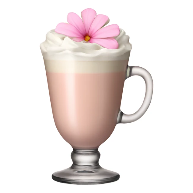 Light Pink latte classy in glass with flower sticker