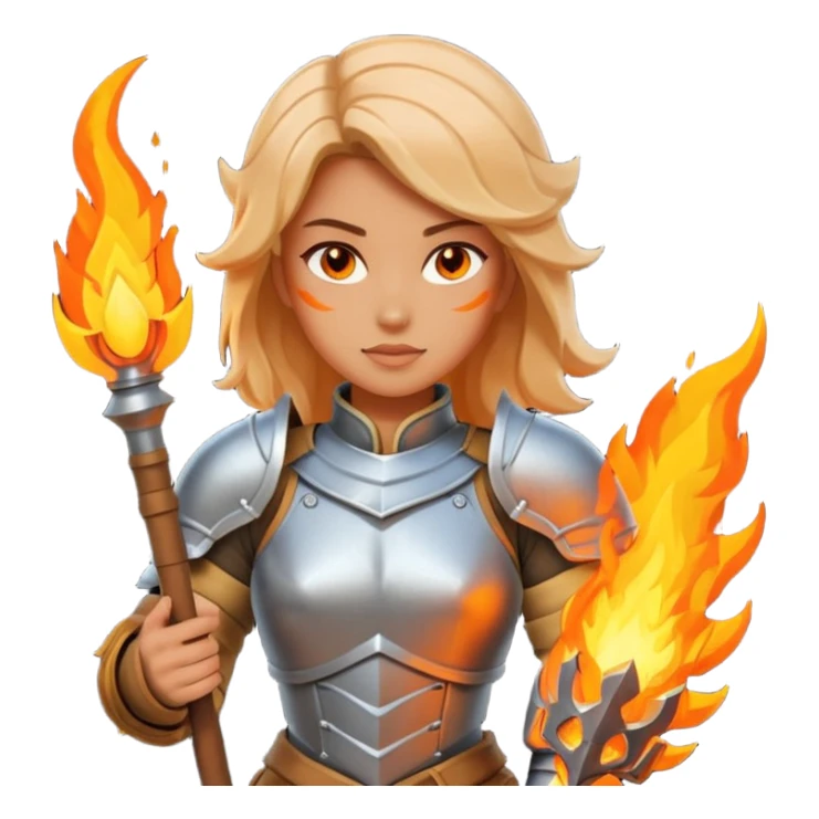 woman fire armored warrior sticker