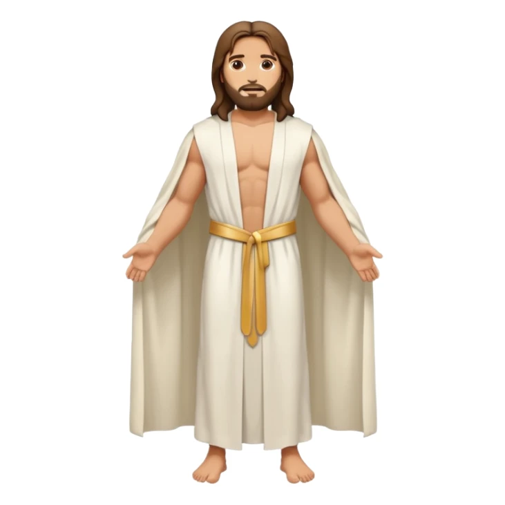 fullbody jesus christ jacked, sleeveless white robe front and backview sticker