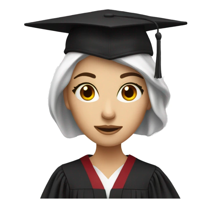 White skin female student with phd graduation hat sticker