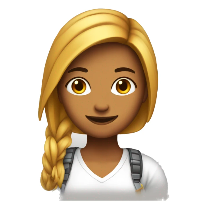 Chica gamer con pelo largo liso café  sticker