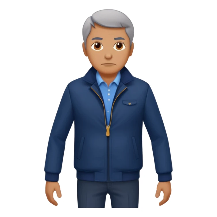 Security, Middle-aged, wearing navy blue jacket, serious facial expression, full body sticker