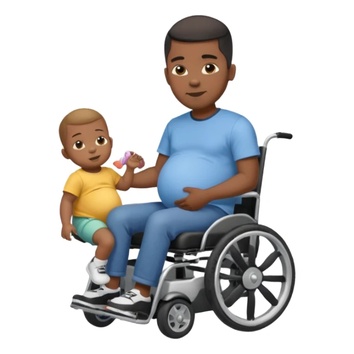 black pregnant man on motorized wheelchair sticker