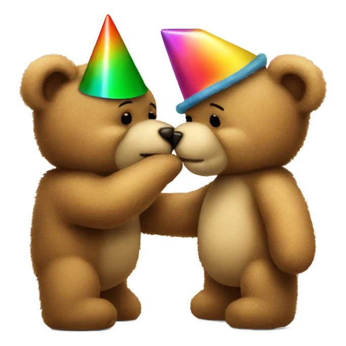 teddy bear kissing another teddy bear wearing party hats sticker