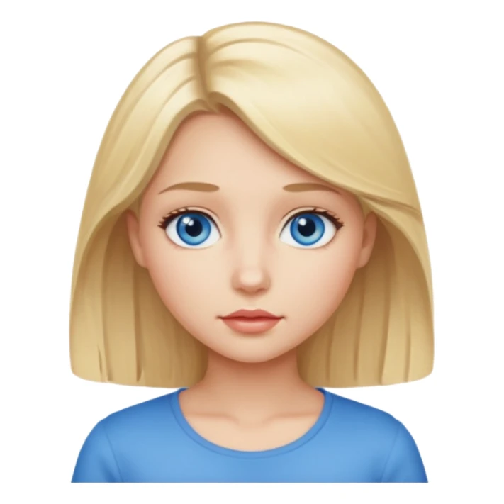 A girl with medium-length blonde hair, blue eyes, small lips.  sticker