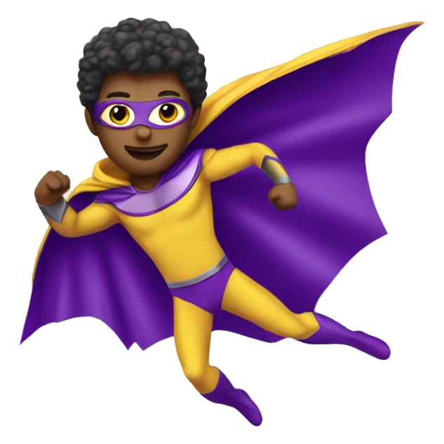 flying super hero, purple & yellow costume sticker
