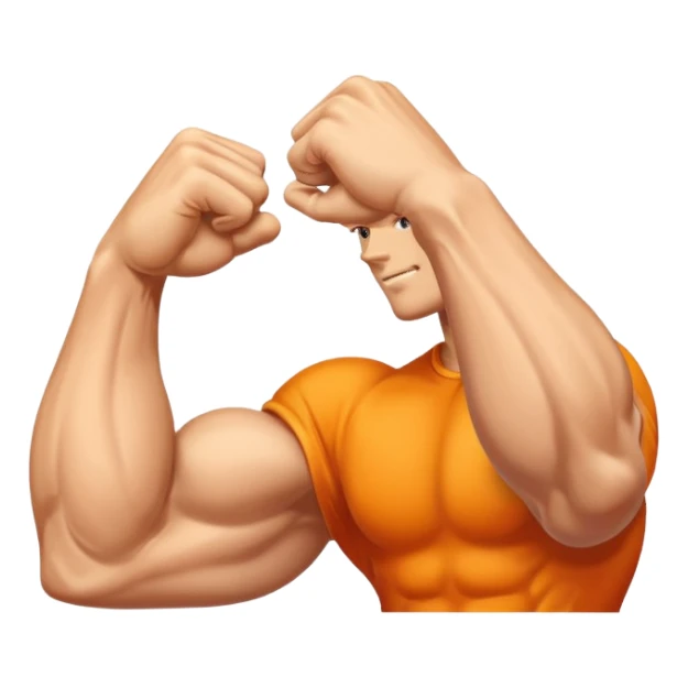 "Create a high-quality, glossy emoji-style illustration of a flexed biceps (💪). Use smooth gradients, rounded shapes, clean vector-style design, soft shadows, and vibrant colors. The result should look like an official modern emoji, crisp and polished." sticker
