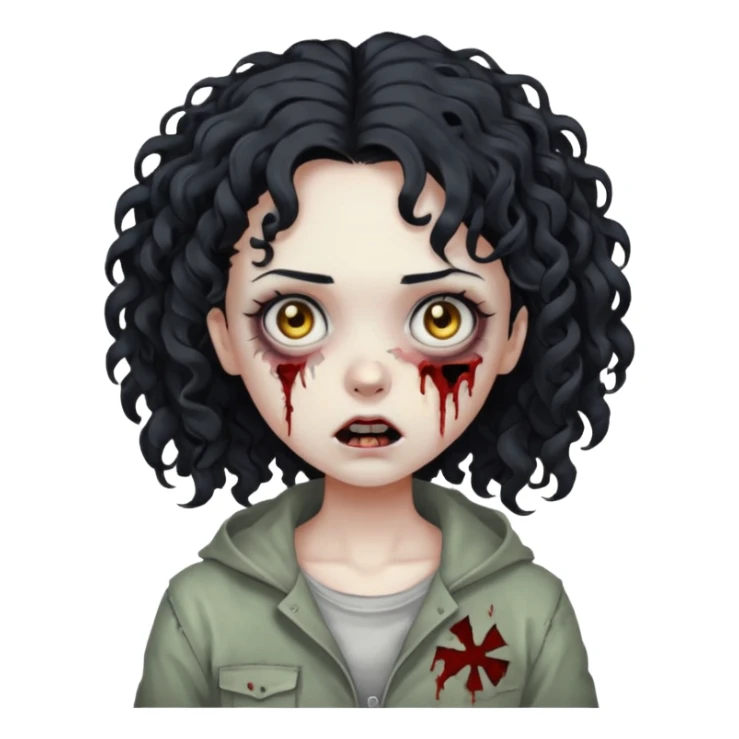 Zombi girl curly hair sticker