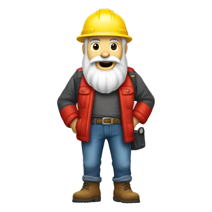 Old diamond miner with a big white beard, dynamite in his hand, red jacket, jeans, yellow helmet with flashlight sticker