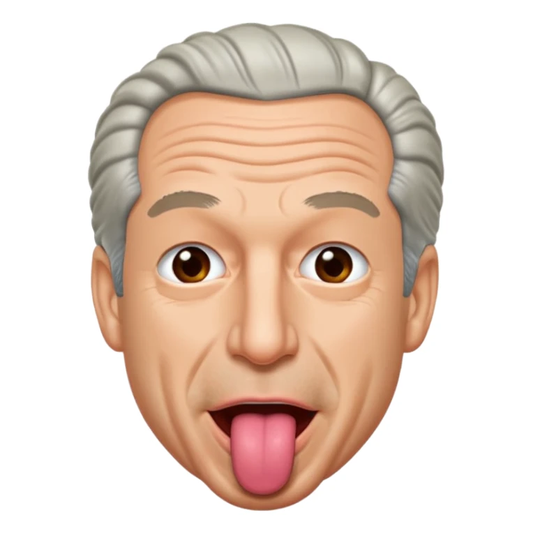 Jeffrey Epstein with tongue out, Twemoji style sticker