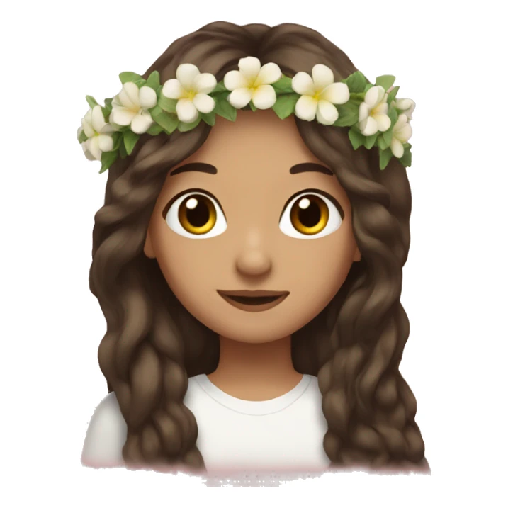 Brunette long hair, flower crown  sticker