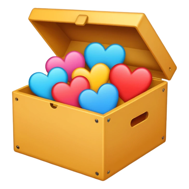 a box with an instagram logo on its face,  open with swipe files inside and hearts, likes  sticker