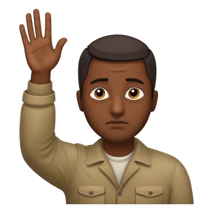 surrenders, depict an Iraqi with a sad face and raised hands sticker