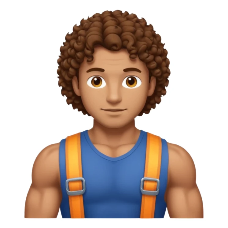 Hot male engineer with curly brown hair and muscles sticker