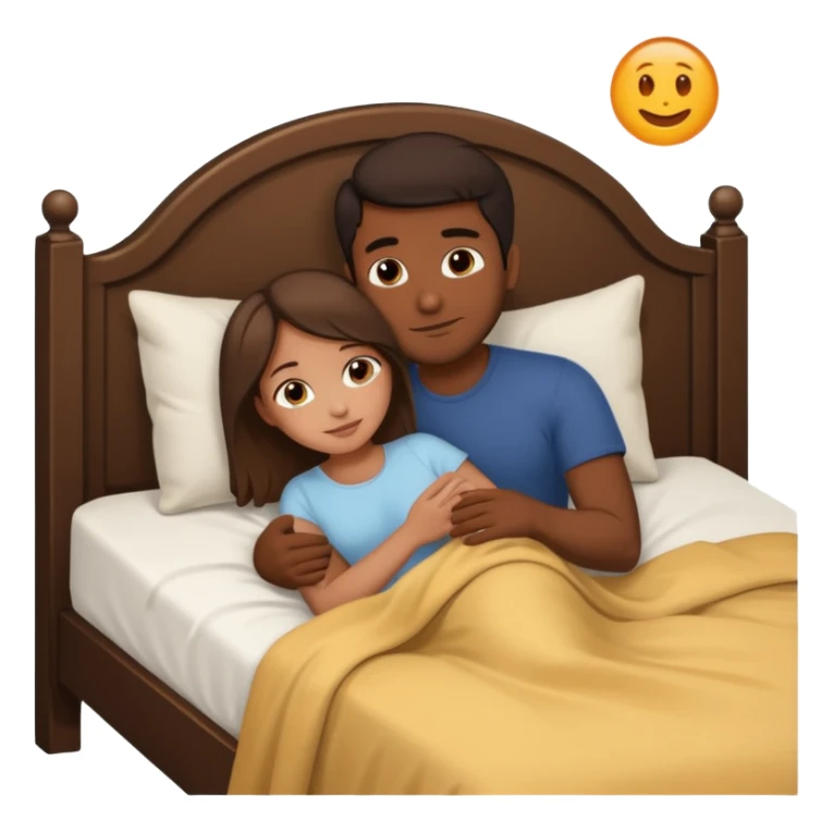 Dark brown guy cuddling brown girl in bed sticker