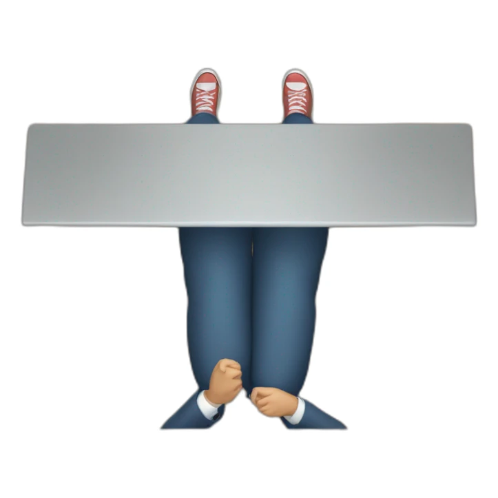 top view of straight leg on table where one hand pushes on knee sticker