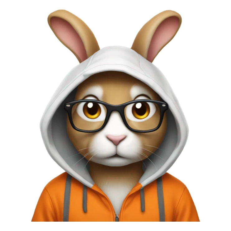  it specialist rabbit with glasses orang hoodie sticker