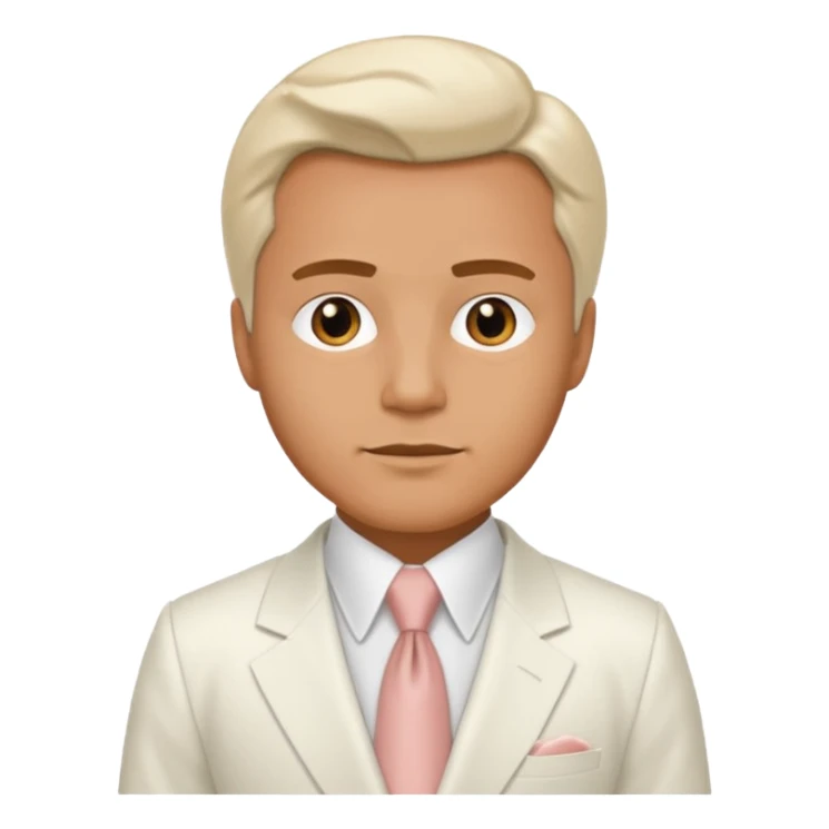 victoria man in 1980's, white suit sticker