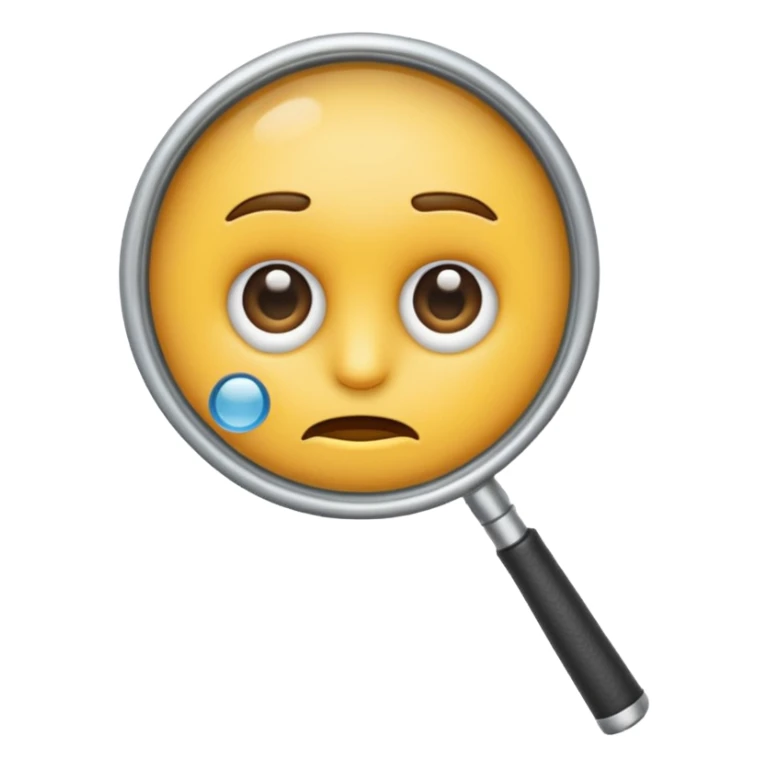 serious emoji with magnifying glass with white handle sticker