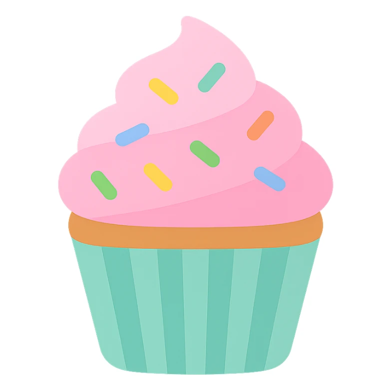 cupcake with pink icing and colorful sprinkles sticker