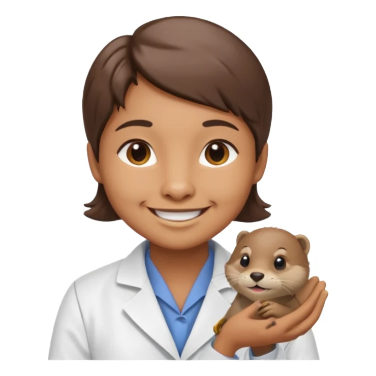 crea una nutria nutriologa con bata blanca diciendo gracias sticker