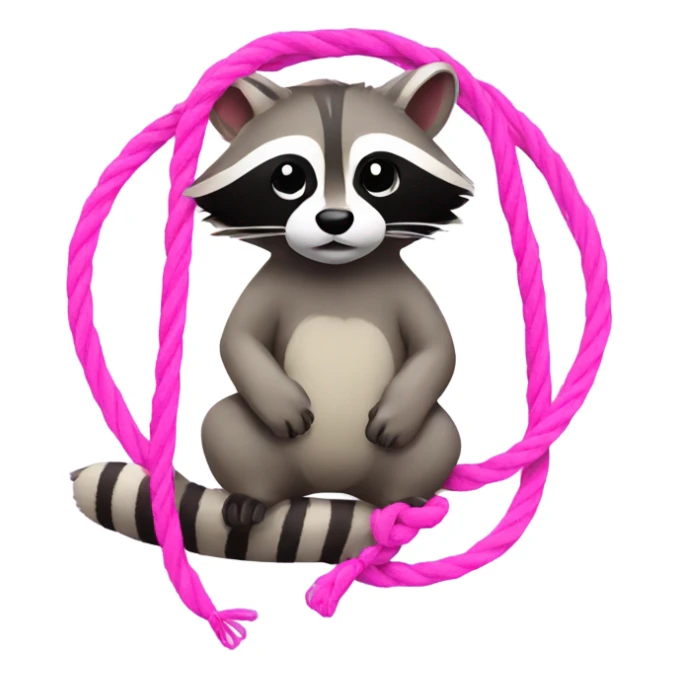 raccoon with pink ropes on wrist and ankles sticker