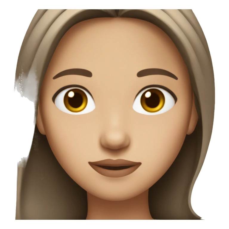 Girl white skin brown hair brown eyes middle part sticker